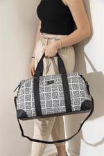 Silver & Polo SP873 Kadın Seyahat Çantası PP Labirent Beyaz-Siyah