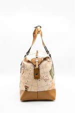 Silver & Polo SP873 Kadın Seyahat Çantası Harita Pudra-Camel