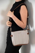 Silver & Polo SP884 Kadın Çapraz Çanta Hasır Bej-Taba