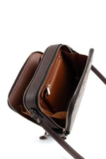 Silver & Polo SP888 Kadın Çapraz Çanta Monogram Koyubej-Kahve