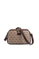Silver & Polo SP899 Kadın Çapraz Çanta Monogram Koyubej-Kahve