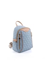 Silver & Polo SP906 Kadın Sırt Çantası Monogram Mavi-Ten