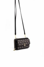 Silver & Polo SP921 Kadın Telefon Çantası Monogram Füme-Siyah