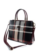 Silver & Polo SP924 Kadın El Çantası Ekose Siyah-Bordo