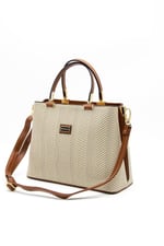 Silver & Polo SP924 Kadın El Çantası Hasır Bej-Taba