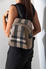Silver & Polo SP926 Kadın Sırt Çantası Ekose Kahve-Siyah