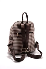 Silver & Polo SP926 Kadın Sırt Çantası Ekose Line Kare Kahve Sarı-Kahve