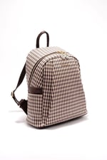 Silver & Polo SP926 Kadın Sırt Çantası Ekose Line Kare Kahve Sarı-Kahve