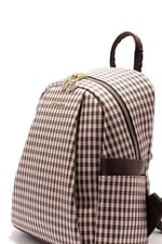 Silver & Polo SP926 Kadın Sırt Çantası Ekose Line Kare Kahve Sarı-Kahve
