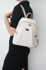 Silver & Polo SP926 Kadın Sırt Çantası Monogram Bej-Kum