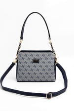 Silver & Polo SP937 Kadın Omuz Çantası Monogram Gri-Lacivert