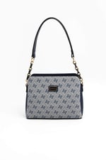 Silver & Polo SP937 Kadın Omuz Çantası Monogram Gri-Lacivert