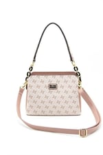 Silver & Polo SP937 Kadın Omuz Çantası Monogram Pembe-Somon