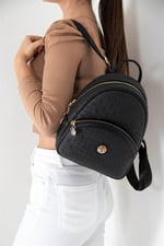 Silver & Polo SP945 Kadın Sırt Çantası Logolu Siyah