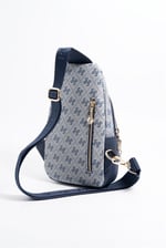 Silver & Polo SP959 Kadın Vücut Çantası Monogram Gri-Lacivert