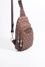 Silver & Polo SP959 Kadın Vücut Çantası Monogram Kahve