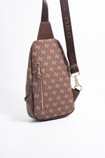 Silver & Polo SP959 Kadın Vücut Çantası Monogram Kahve