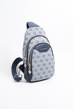 Silver & Polo SP959 Kadın Vücut Çantası Monogram Gri-Lacivert