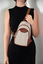 Silver & Polo SP959 Kadın Vücut Çantası Hasır Bej-Taba