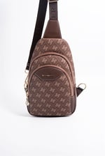 Silver & Polo SP959 Kadın Vücut Çantası Monogram Kahve