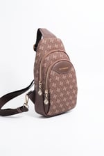 Silver & Polo SP959 Kadın Vücut Çantası Monogram Kahve
