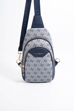 Silver & Polo SP959 Kadın Vücut Çantası Monogram Gri-Lacivert