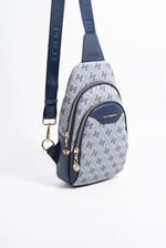 Silver & Polo SP959 Kadın Vücut Çantası Monogram Gri-Lacivert