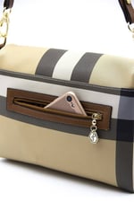 Silver & Polo SP963 Kadın Çapraz Çanta Ekose Bej-Taba