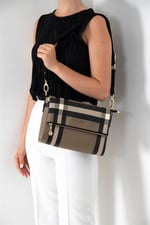 Silver & Polo SP963 Kadın Çapraz Çanta Ekose Kahve-Siyah