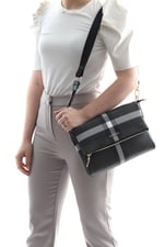 Silver & Polo SP963 Kadın Çapraz Çanta Ekose Siyah