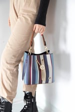 Silver & Polo SP967 Kadın Çapraz Çanta Ekose Mix-Taba