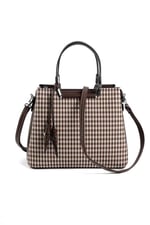 Silver & Polo SP969 Kadın El Çantası Ekose Line Kare Kahve Sarı-Kahve