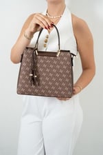 Silver & Polo SP969 Kadın El Çantası Monogram Kahve