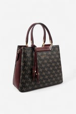 Silver & Polo SP969 Kadın El Çantası Monogram Kahve Sarı-Bordo