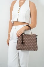 Silver & Polo SP969 Kadın El Çantası Monogram Kahve