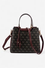 Silver & Polo SP969 Kadın El Çantası Monogram Kahve Sarı-Bordo