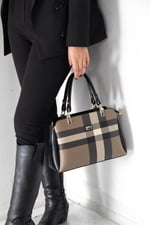 Silver & Polo SP972 Kadın El Çantası Ekose Kahve-Siyah
