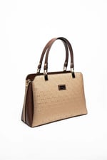Silver & Polo SP972 Kadın El Çantası Logolu Bronz-Kahve