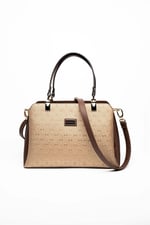 Silver & Polo SP972 Kadın El Çantası Logolu Bronz-Kahve