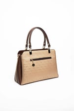 Silver & Polo SP972 Kadın El Çantası Logolu Bronz-Kahve