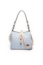 Silver & Polo SP974 Kadın Omuz Çantası Monogram Mavi-Ten