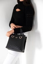 Silver & Polo SP975 Kadın El Çantası Logolu Siyah