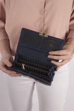 Silver & Polo SP979 Kadın Cüzdan & Kartlık Ekose Lacivert