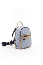 Silver & Polo SP983 Kadın Sırt Çantası Monogram Mavi-Ten
