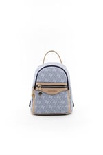Silver & Polo SP983 Kadın Sırt Çantası Monogram Mavi-Ten