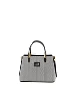 Silver & Polo SP987 Kadın El Çantası Hasır Siyah Beyaz-Siyah