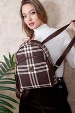 SP1062 Kadın Sırt Çantası Ekose Kahve - Kahve SP1062-M212