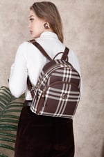 SP1062 Kadın Sırt Çantası Ekose Kahve - Kahve SP1062-M212