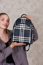SP1062 Kadın Sırt Çantası Ekose Siyah - Siyah SP1062-M212