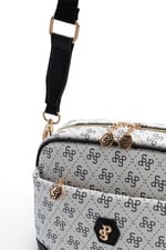 SP1094 Kadın Çapraz Çanta Monogram Beyaz-Siyah SP1094-M178